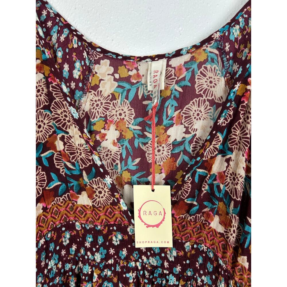 Raga NWT Tuscan Sunset Burgundy Maxi Dress Small Boho - Picture 5 of 8